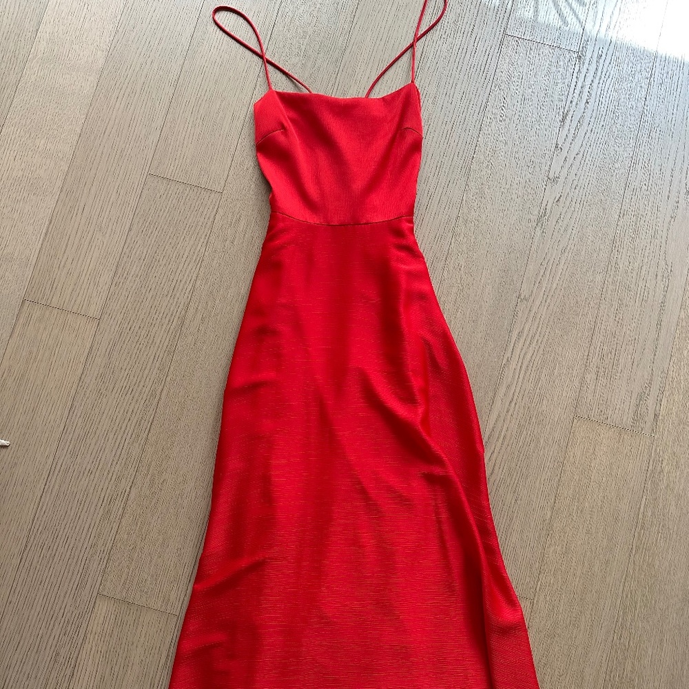 Cross Back Midi Dress (red)
